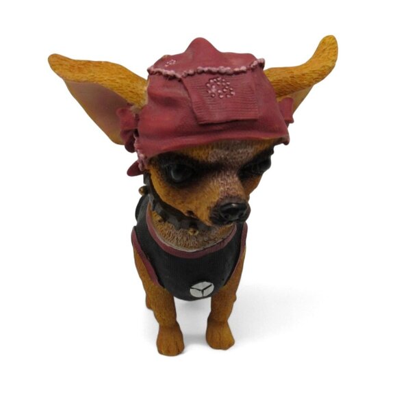CHIHUAHUA Bobble Head FIGURINE With Bandana And Collar Resin 6" Tall - Picture 2 of 10